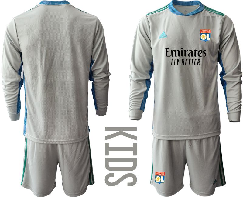 Youth 2020-2021 club Olympique Lyonnais gray long sleeve goalkeeper Soccer Jerseys